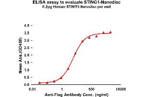 Elisa plates were pre-coated with Flag Tag ST-Nanodisc (0. (STING1 Protéine)