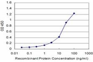 Detection limit for recombinant GST tagged CD34 is approximately 1ng/ml as a capture antibody. (CD34 anticorps  (AA 32-141))