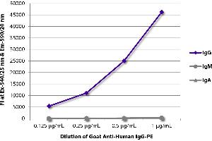 FLISA plate was coated with purified human IgG, IgM, and IgA. (Chèvre anti-Humain IgG (Heavy Chain) Anticorps)