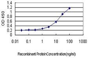 Detection limit for recombinant GST tagged HAVCR1 is approximately 1ng/ml as a capture antibody. (HAVCR1 anticorps  (AA 23-122))