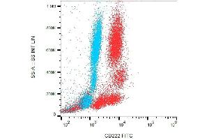 Flow cytometry analysis of Intracellular staining of human peripheral blood using CD222 Antibody (FITC). (IGF2R anticorps  (FITC))