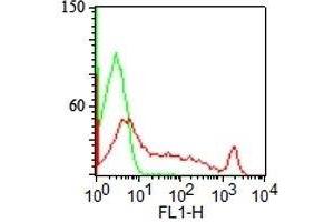 Surface staining of human lymphocytes with CDw75 antibody (LN1) (red) and isotype control (green). (ST6GAL1 anticorps)